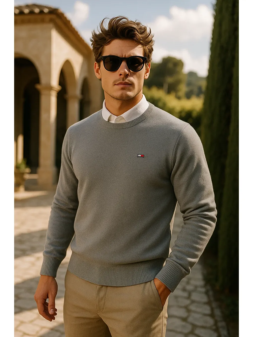 Erkek Premium Comfort Basic Gri Uzun Kazak-1