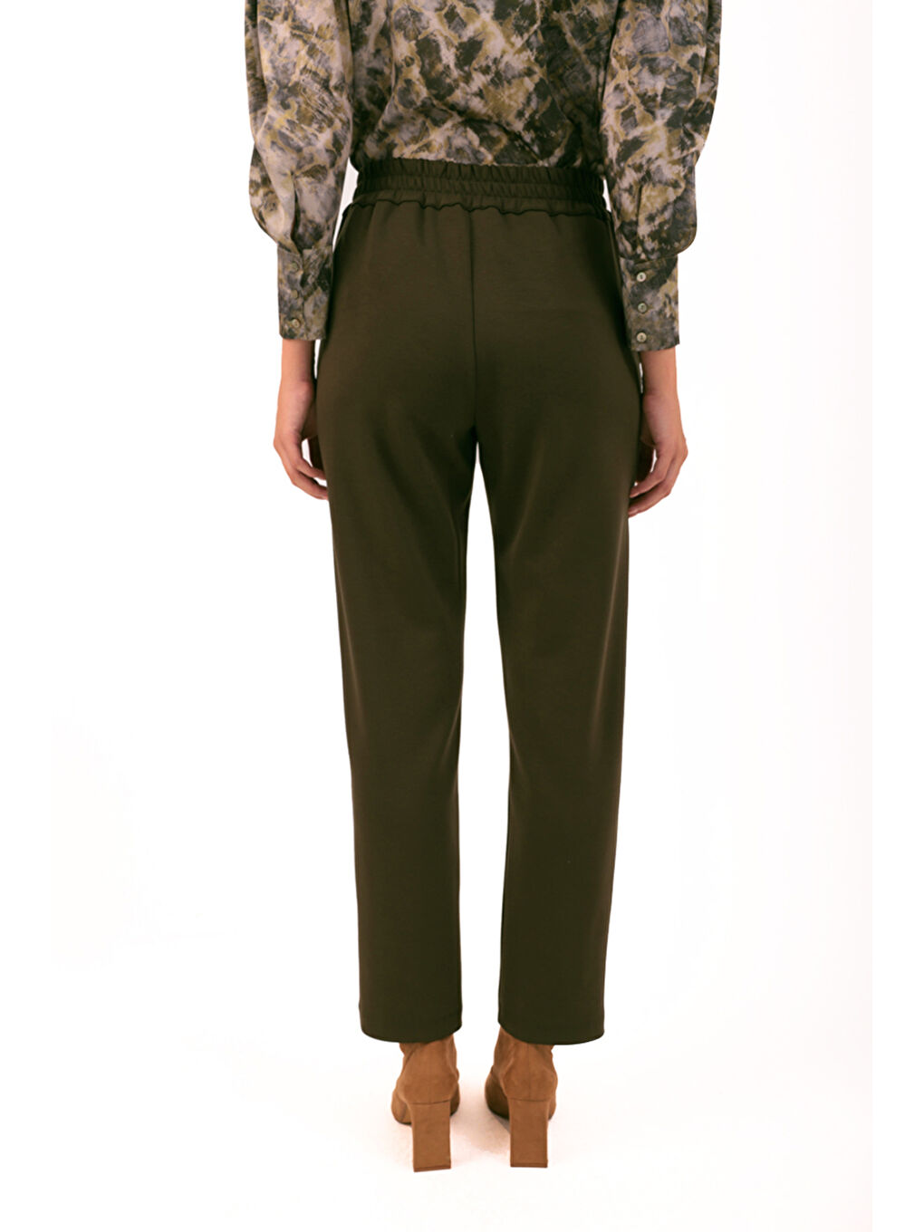 Haki Yanları Lastikli Pantolon-5