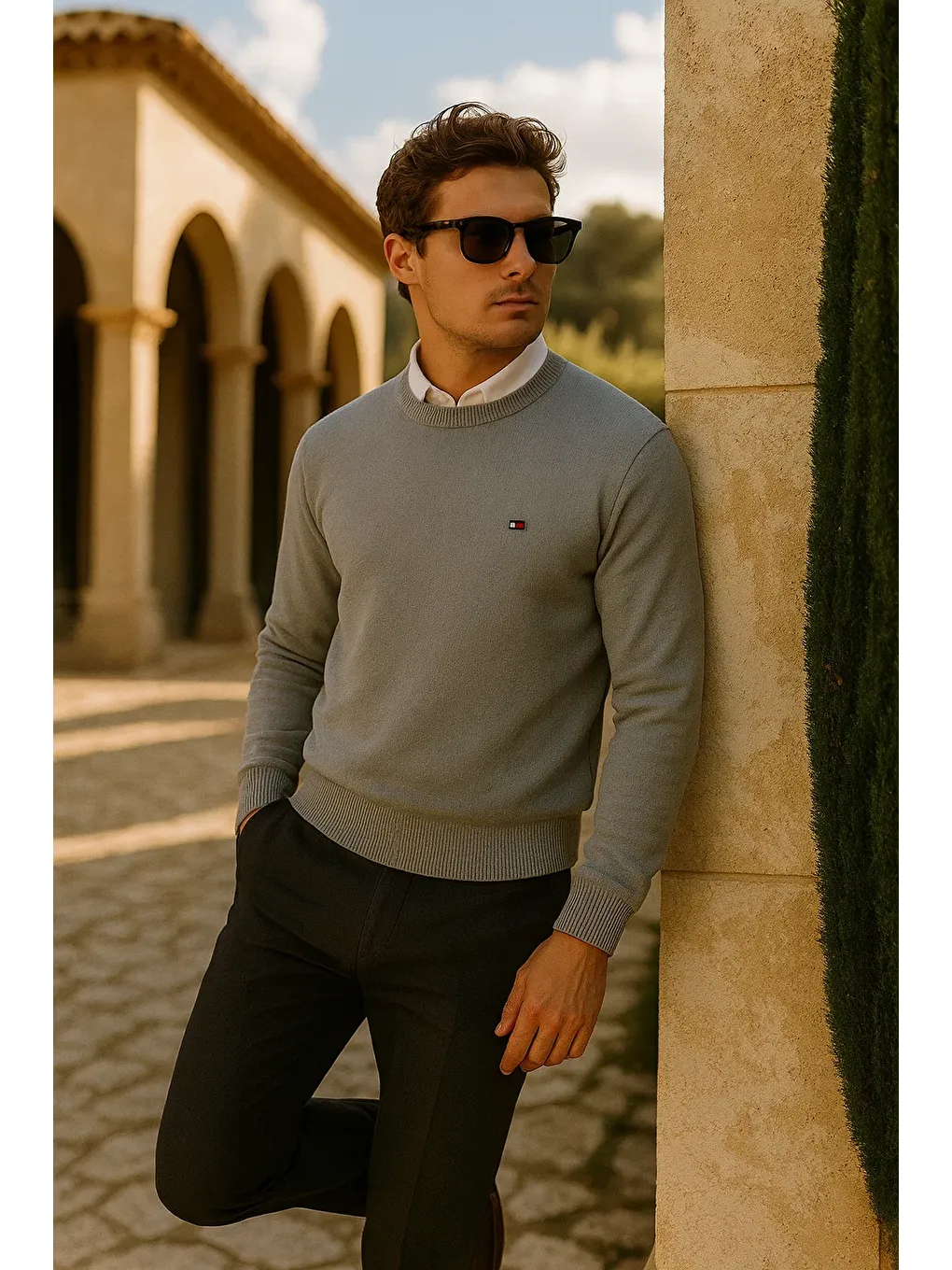 Erkek Premium Comfort Basic Gri Uzun Kazak-2