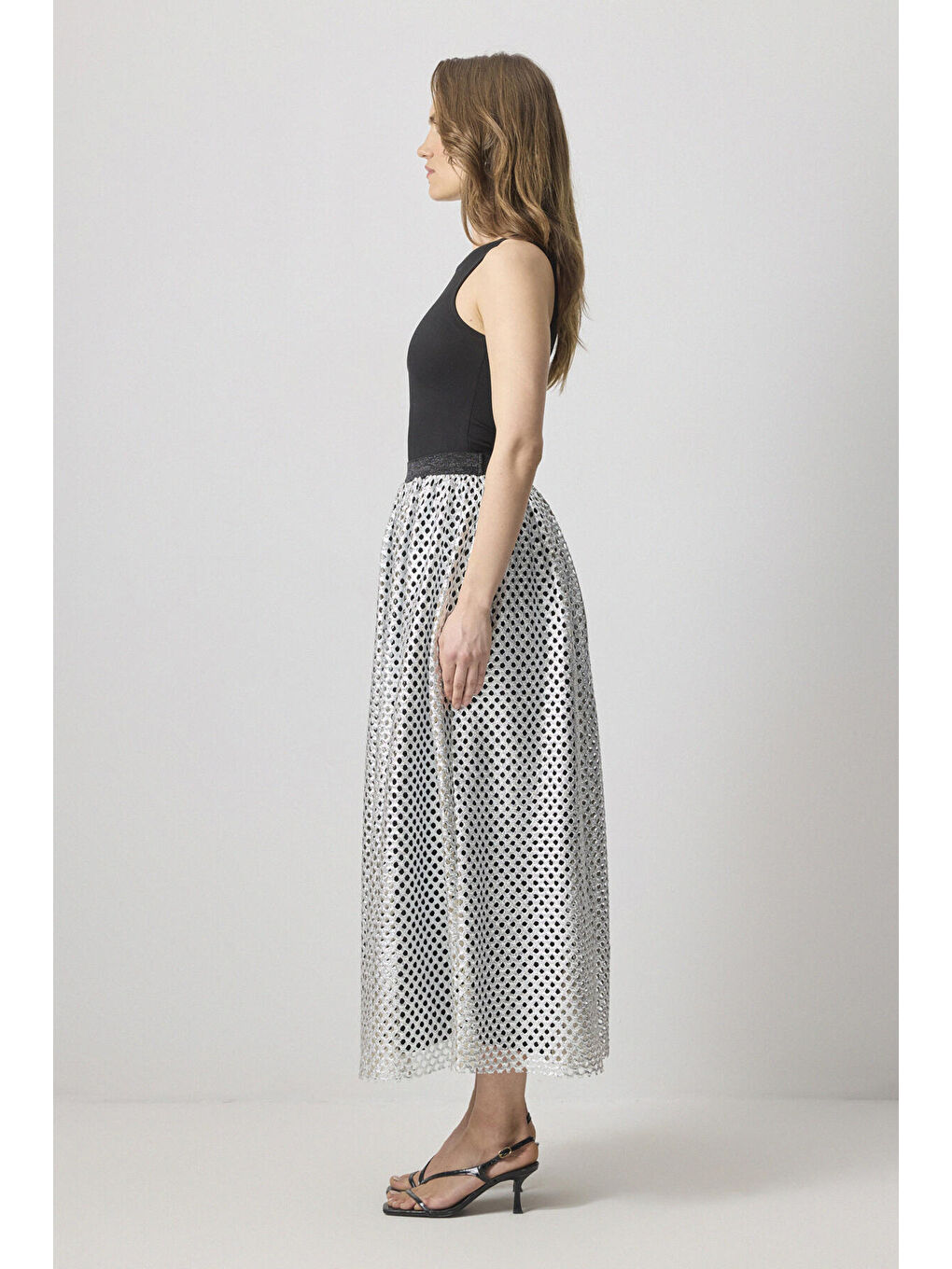 Siyah Beli Lastikli Silver File Etek-2