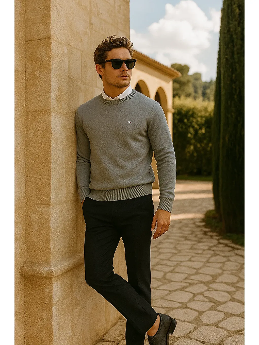 Erkek Premium Comfort Basic Gri Uzun Kazak-3