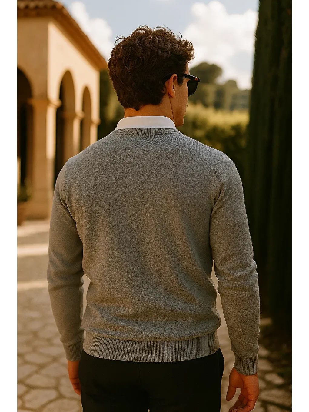 Erkek Premium Comfort Basic Gri Uzun Kazak-4