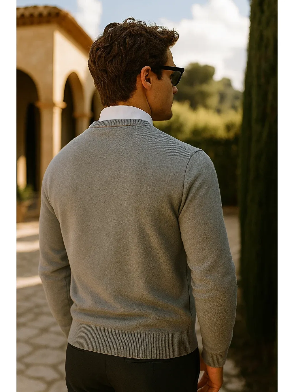 Erkek Premium Comfort Basic Gri Uzun Kazak-5