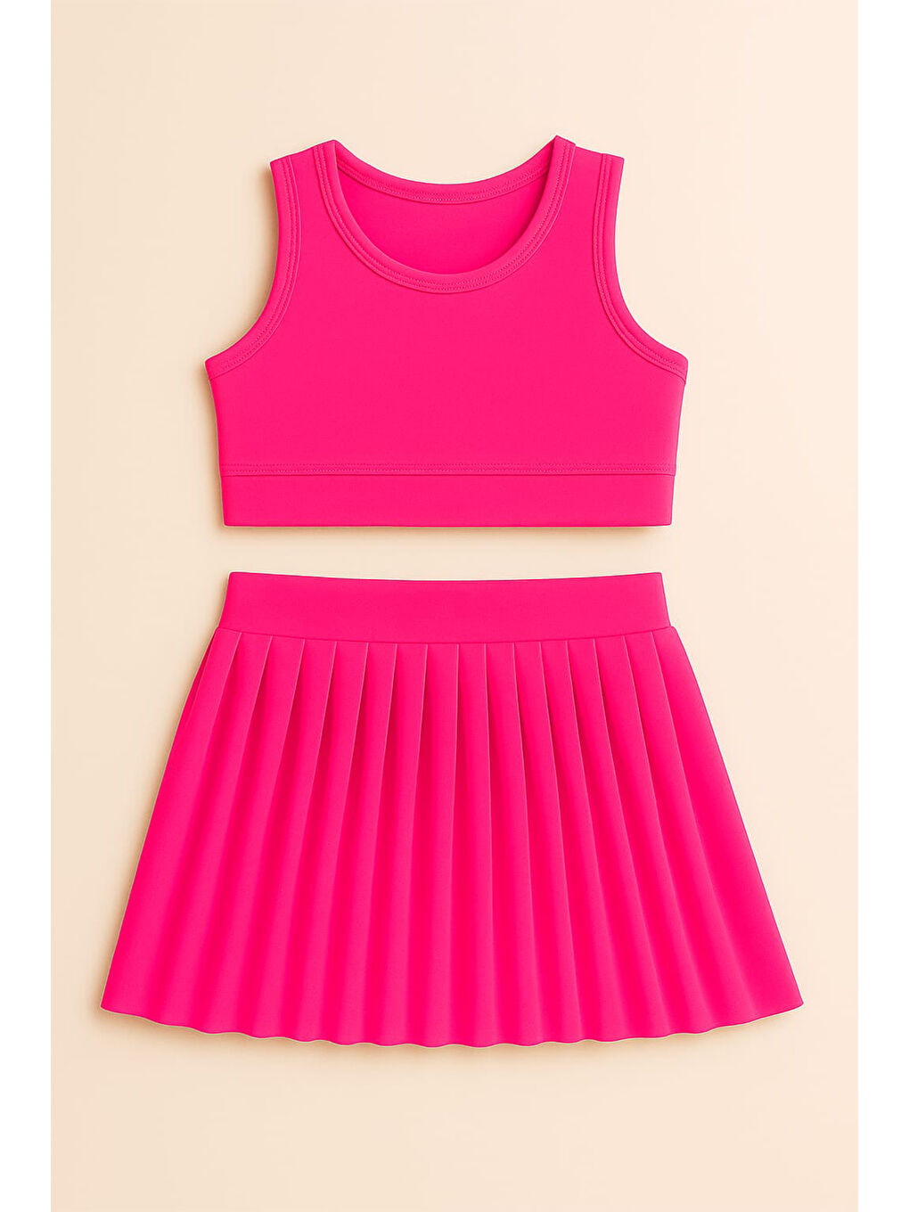 Pembe Kız Cocuk Sort Eteklı Mayo Takımı 4 -14 Yas 11897