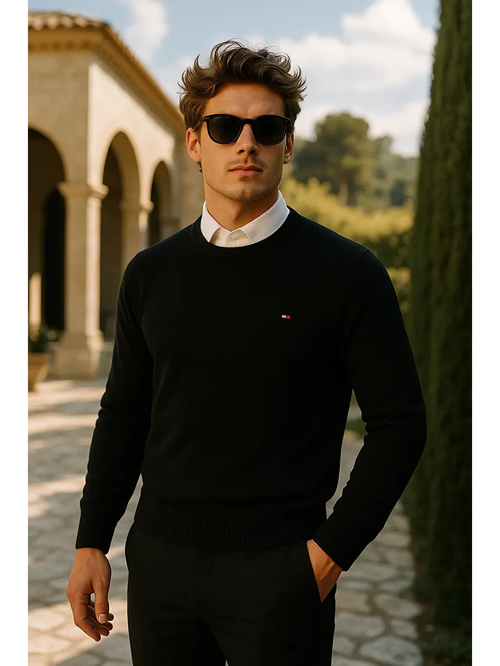 Erkek Premium Comfort Basic Siyah Uzun Kazak