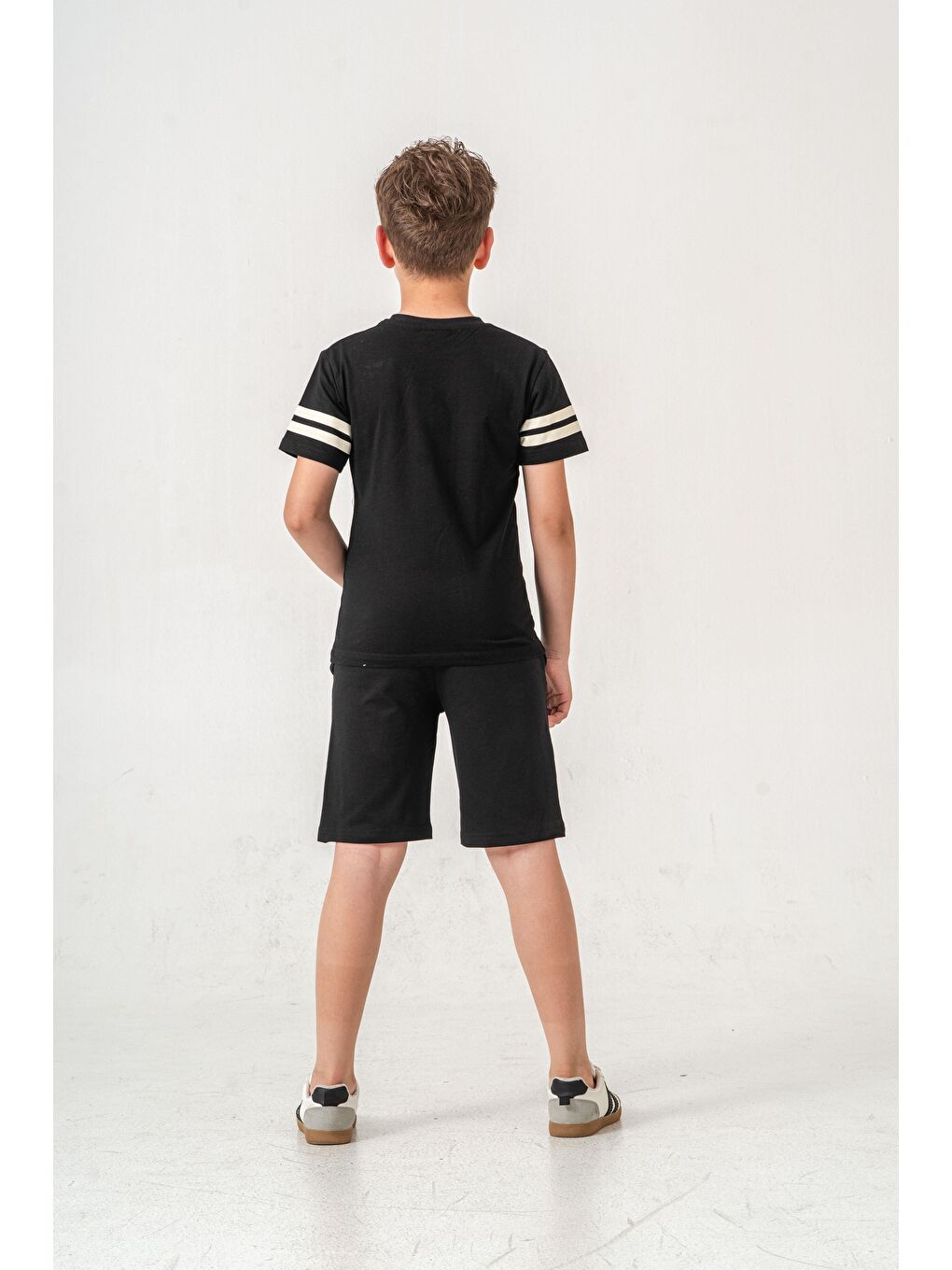 Siyah Brooklyn College League Baskılı  Erkek Çocuk Şort - Tişört Takımı-6