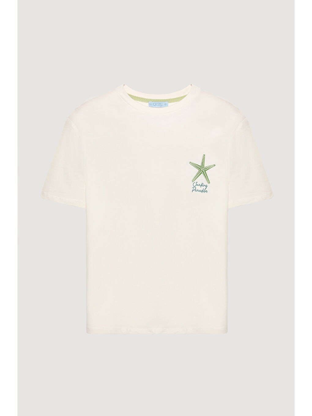 Deniz Yıldızı Sırtı Baskılı Tişört Ekru