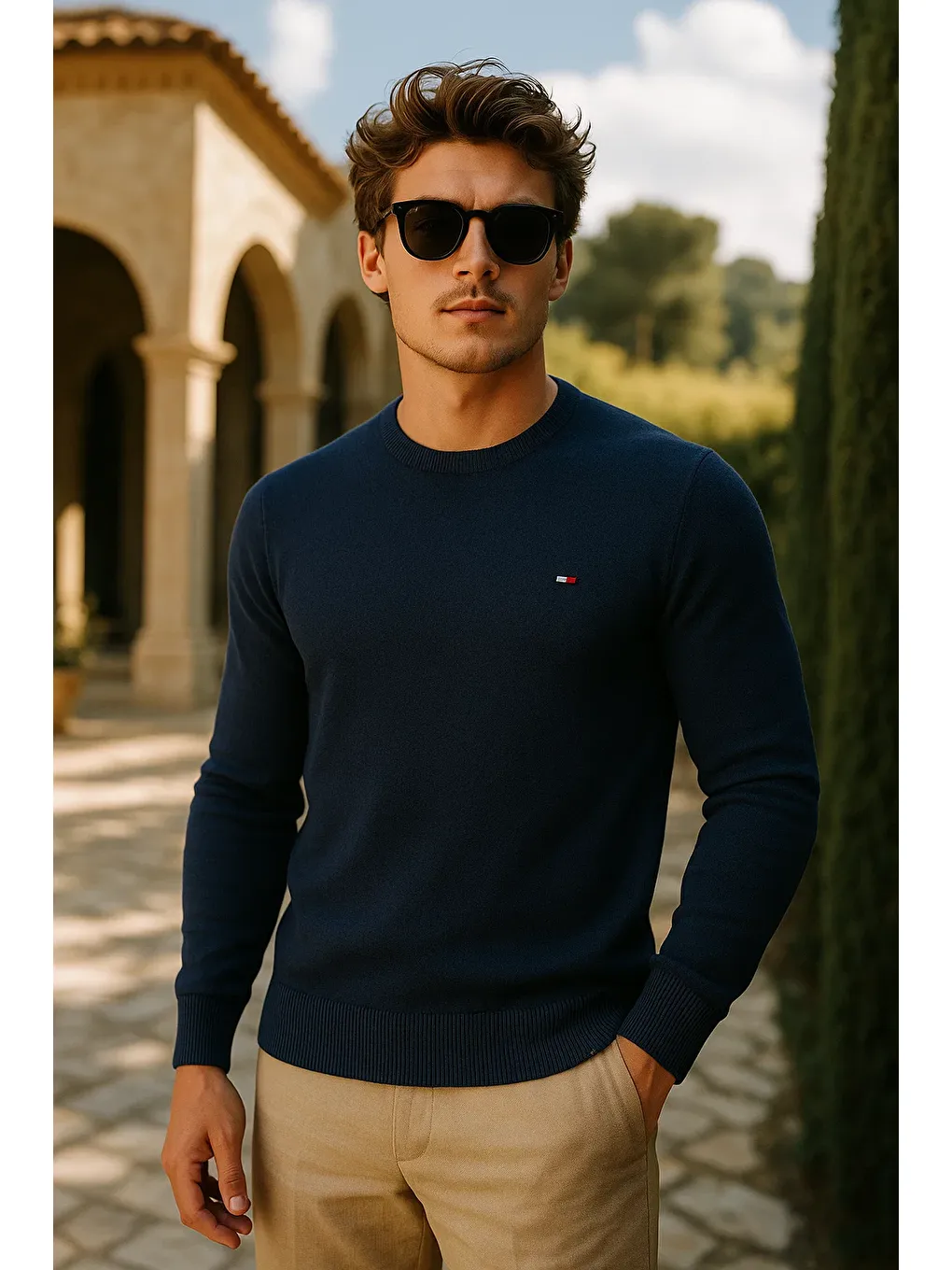 Erkek Premium Comfort Basic Lacivert Uzun Kazak-1