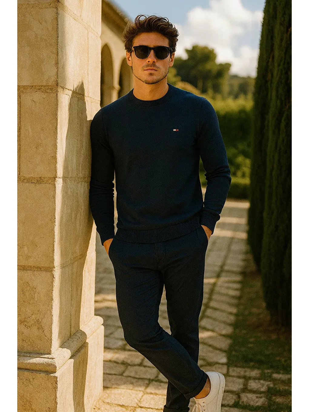 Erkek Premium Comfort Basic Lacivert Uzun Kazak-2