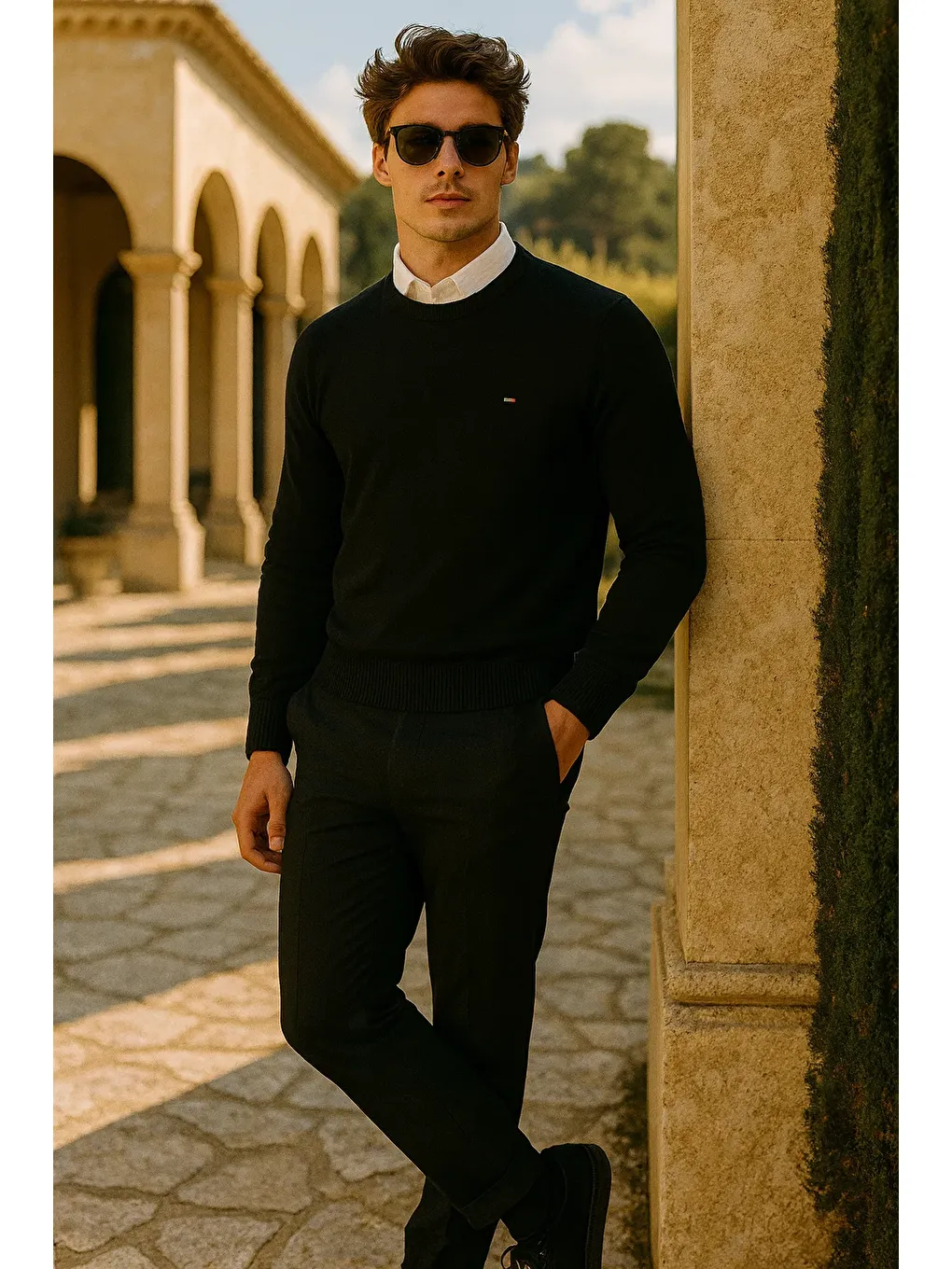 Erkek Premium Comfort Basic Siyah Uzun Kazak-2