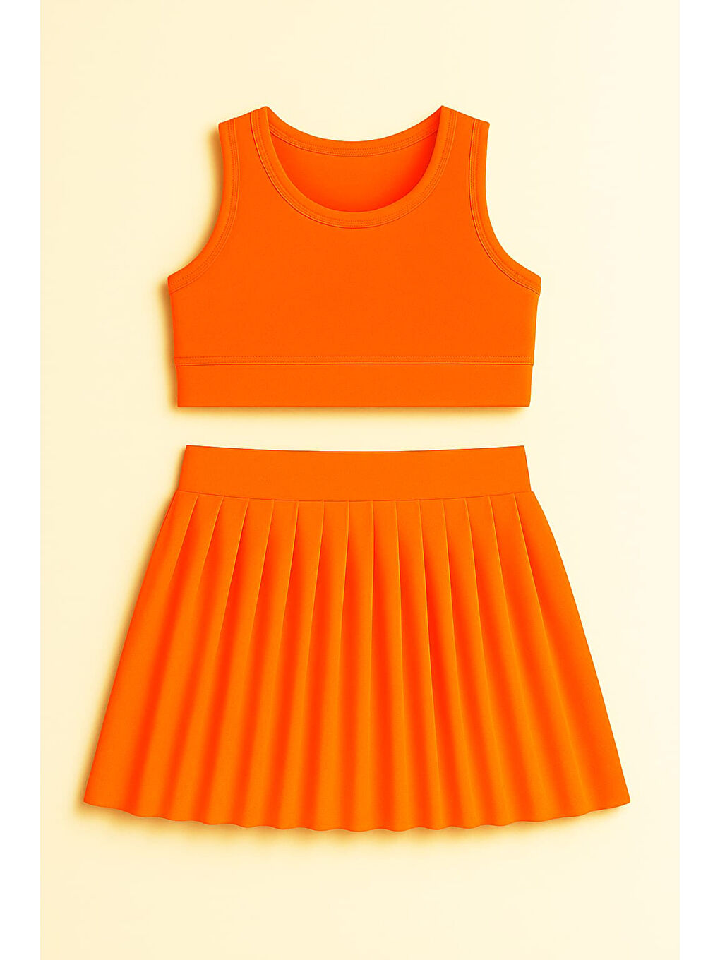 Turuncu Kız Cocuk Sort Eteklı Mayo Takımı 4 -14 Yas 11898