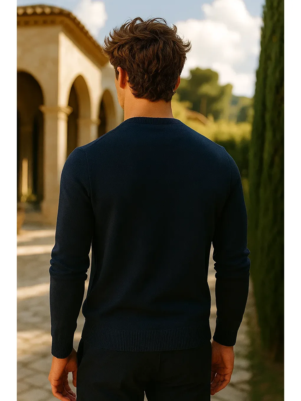 Erkek Premium Comfort Basic Lacivert Uzun Kazak-4