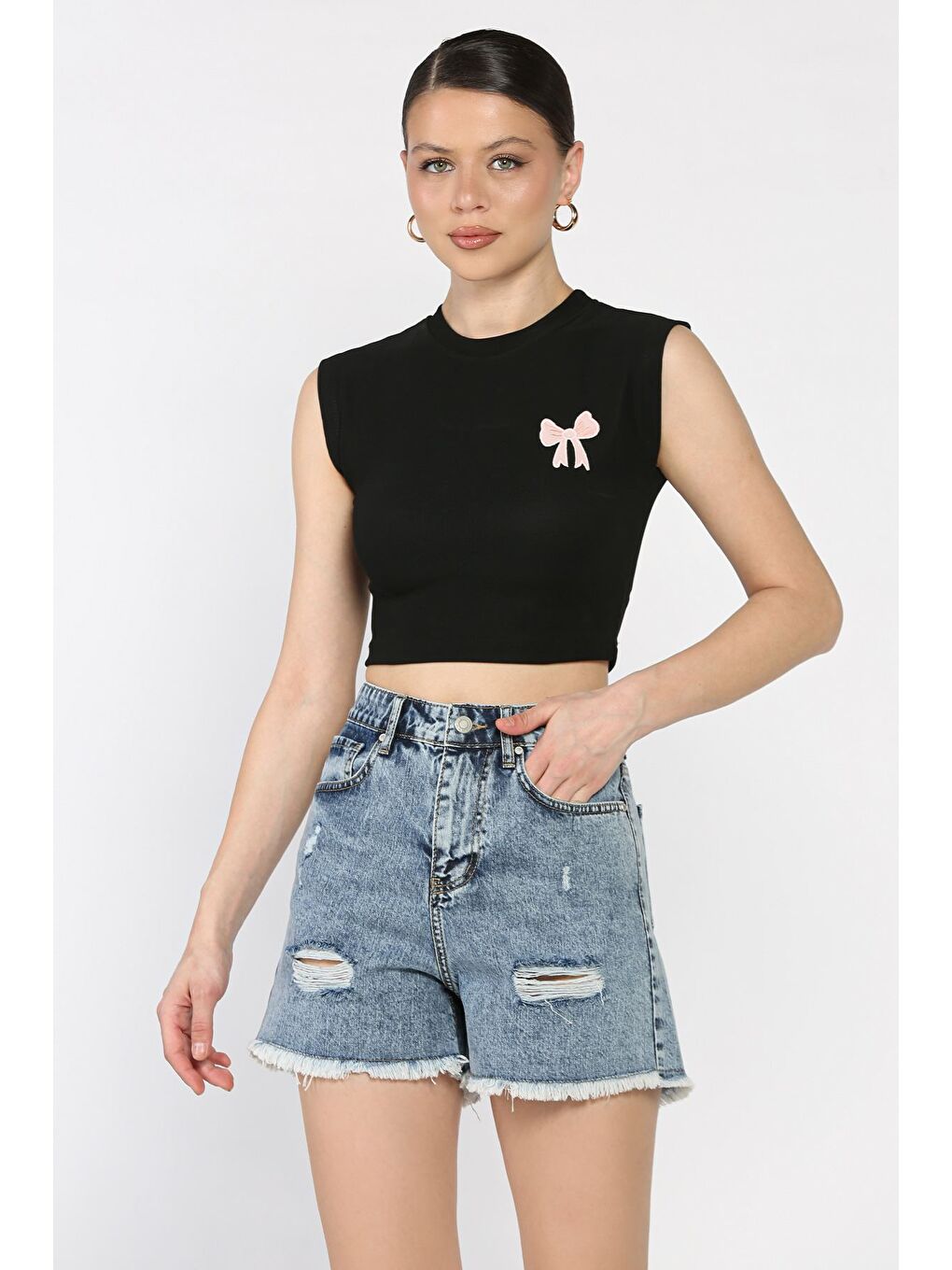 Mavi Kadın Yırtıklı Jean Jean Şort-1