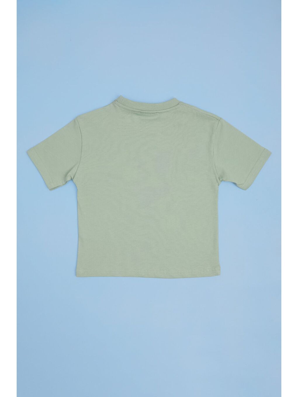 Yeşil Yazı Baskılı Bisiklet Yaka Erkek Çocuk Tişört-1