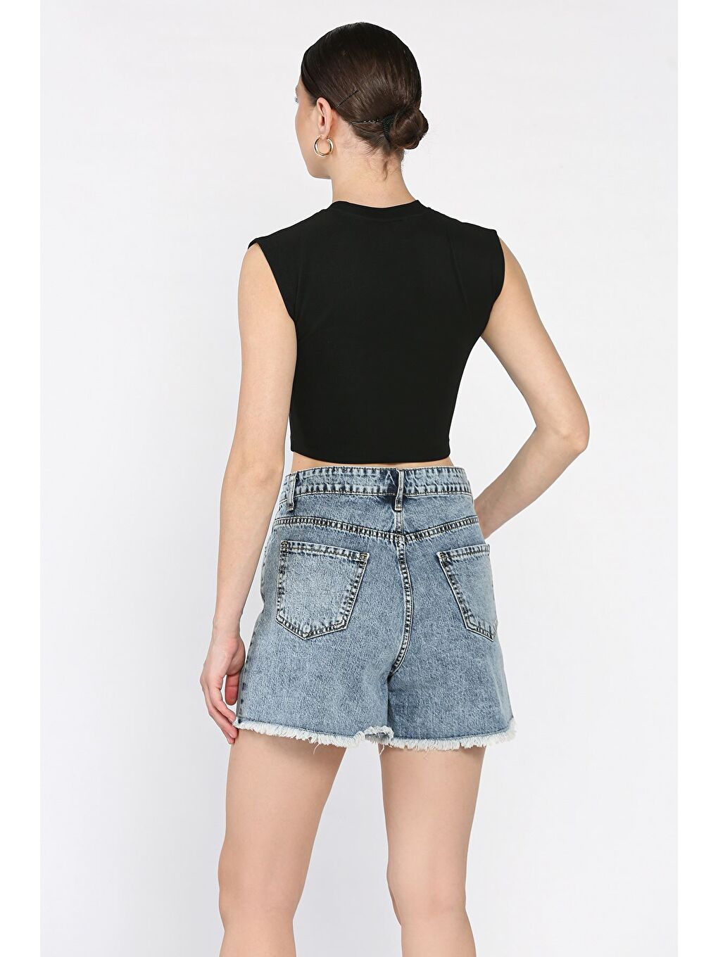 Mavi Kadın Yırtıklı Jean Jean Şort-3