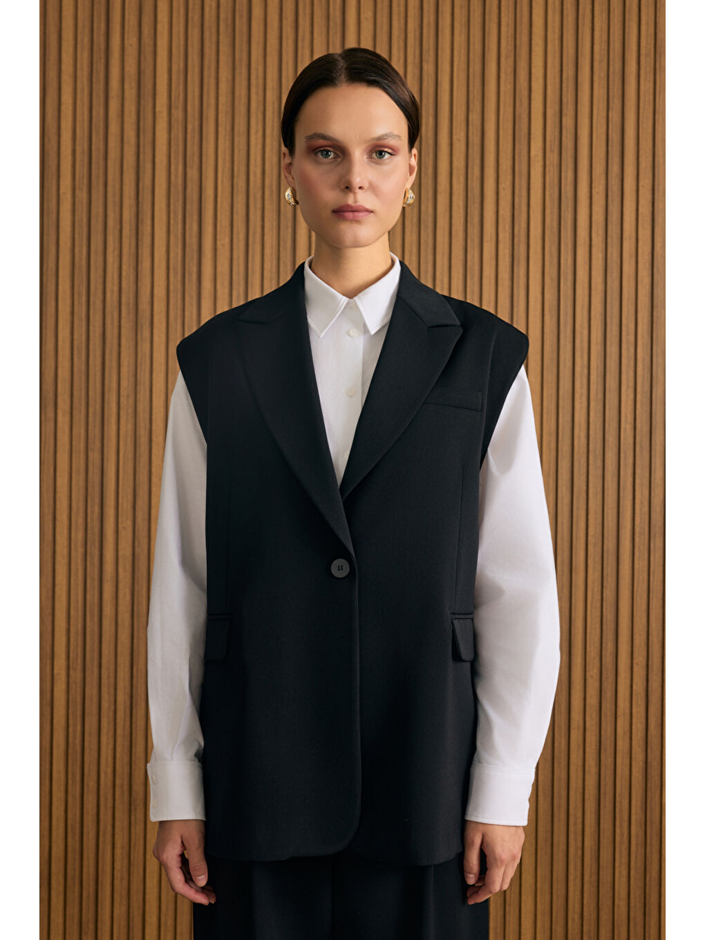 Siyah Dokuma Yelek-1