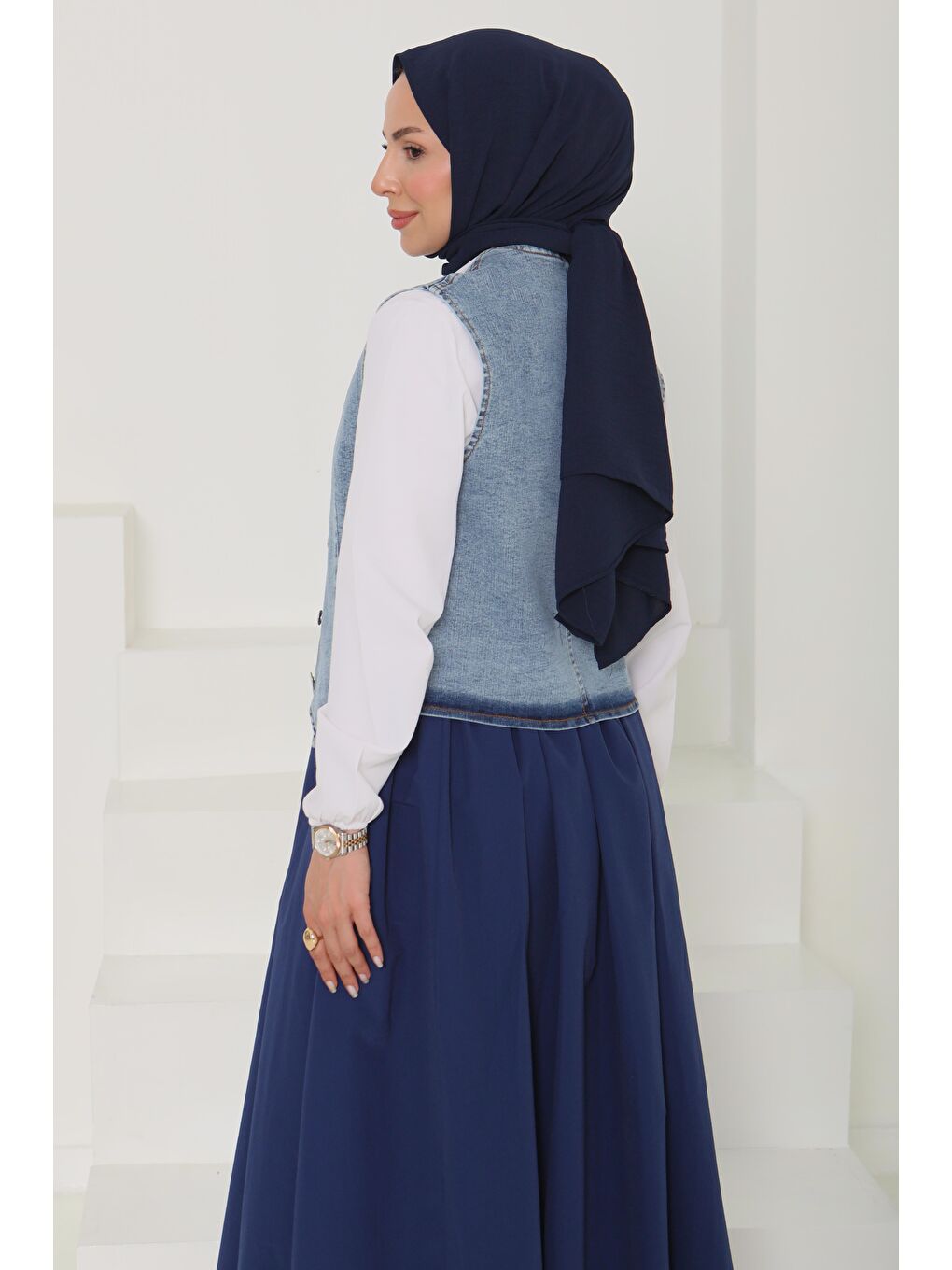 Denim Kısa Yelek Acik Mavi - 27099-7