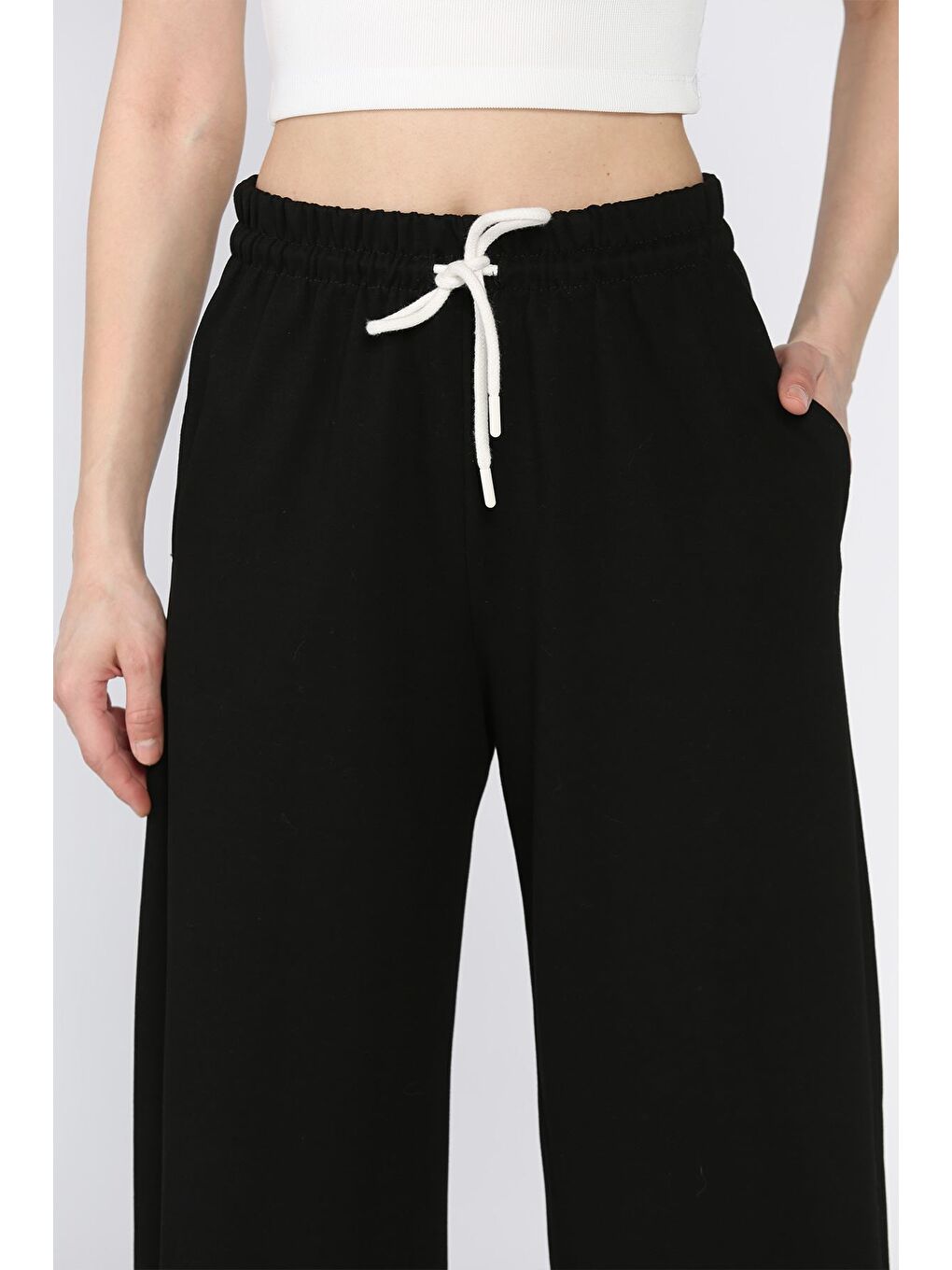 Siyah Kadın Yüksek Bel Modal Kumaş Palazzo Pantolon-3