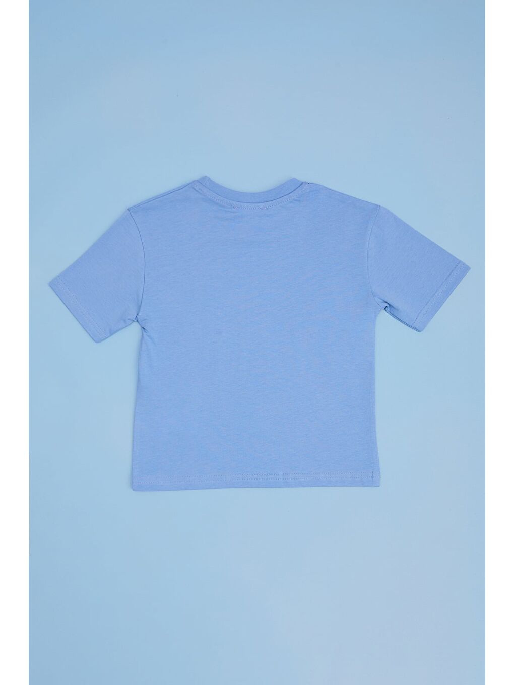 Mavi Yazı Baskılı Bisiklet Yaka Erkek Çocuk Tişört-1