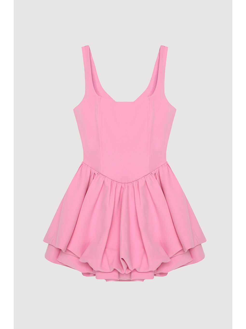 Balen Detaylı Volanlı Mini Elbise Pembe