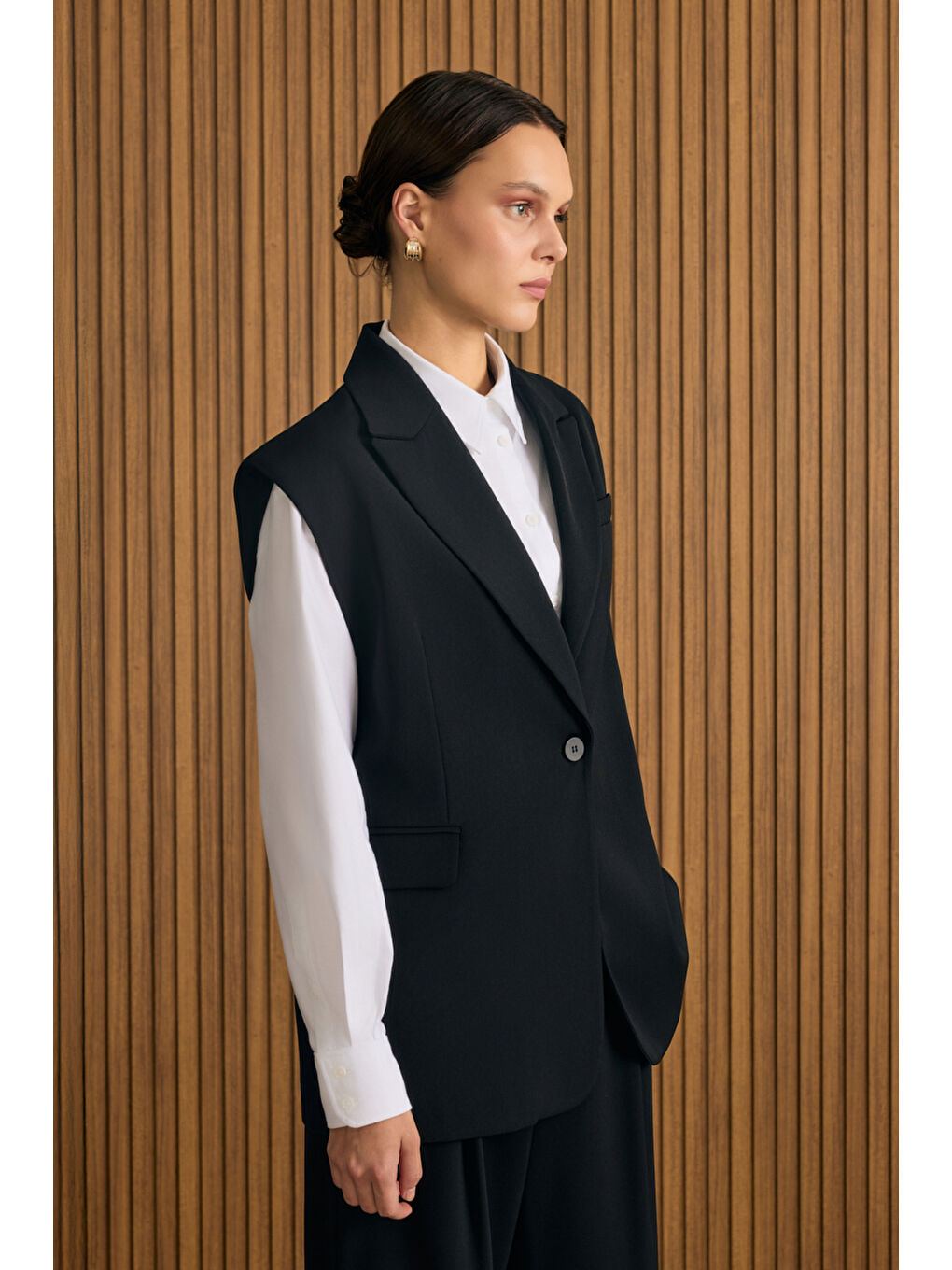 Siyah Dokuma Yelek-3