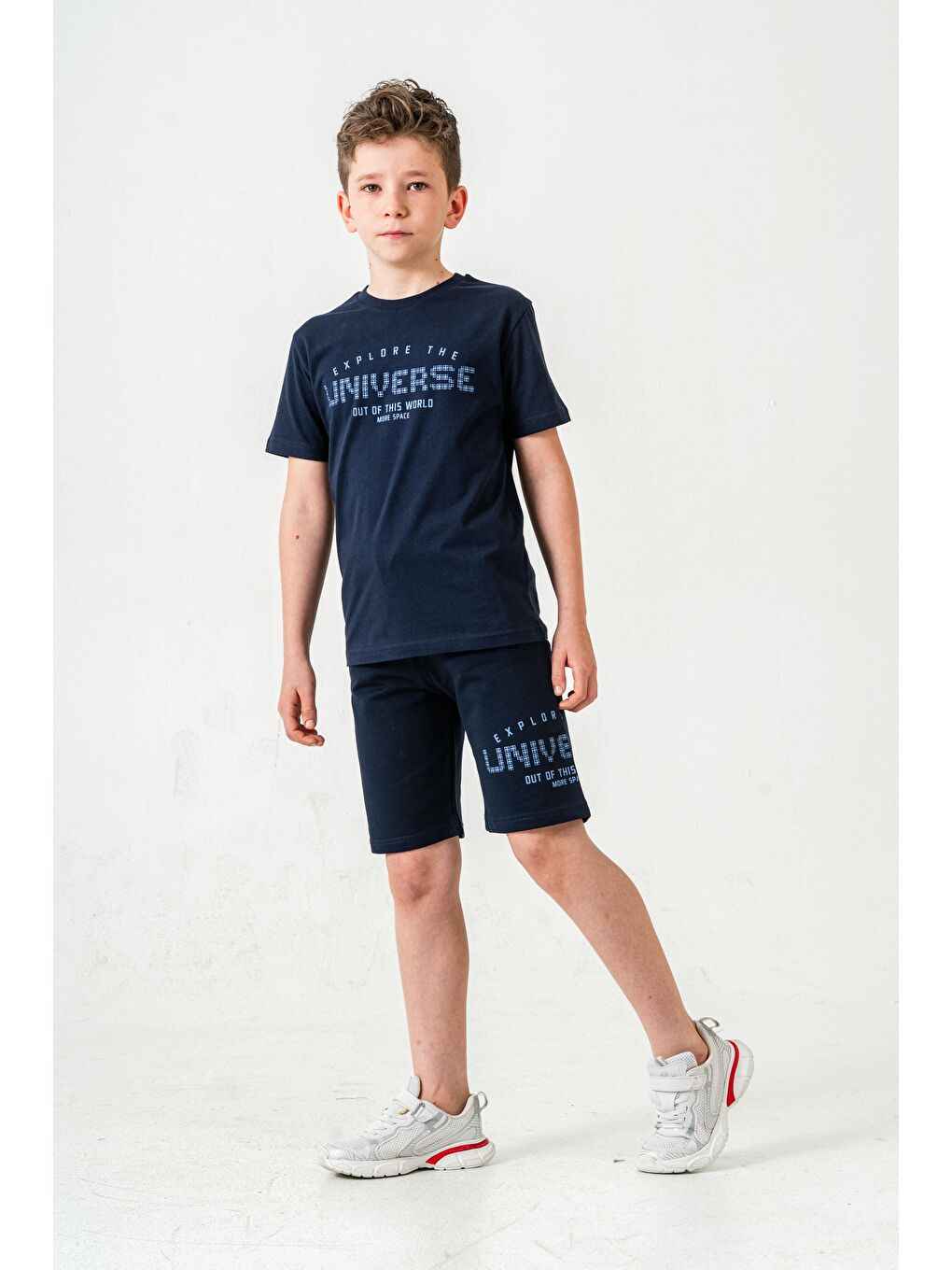 Lacivert Explore The Universe Out Of This World More Space Baskılı Erkek Çocuk Şort - Tişört Takımı