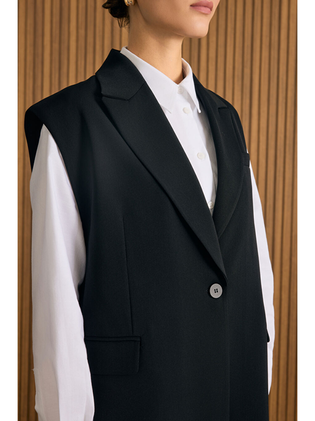 Siyah Dokuma Yelek-4