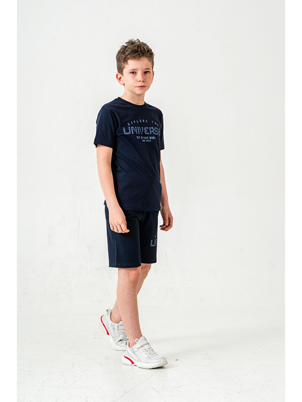 Lacivert Explore The Universe Out Of This World More Space Baskılı Erkek Çocuk Şort - Tişört Takımı-2