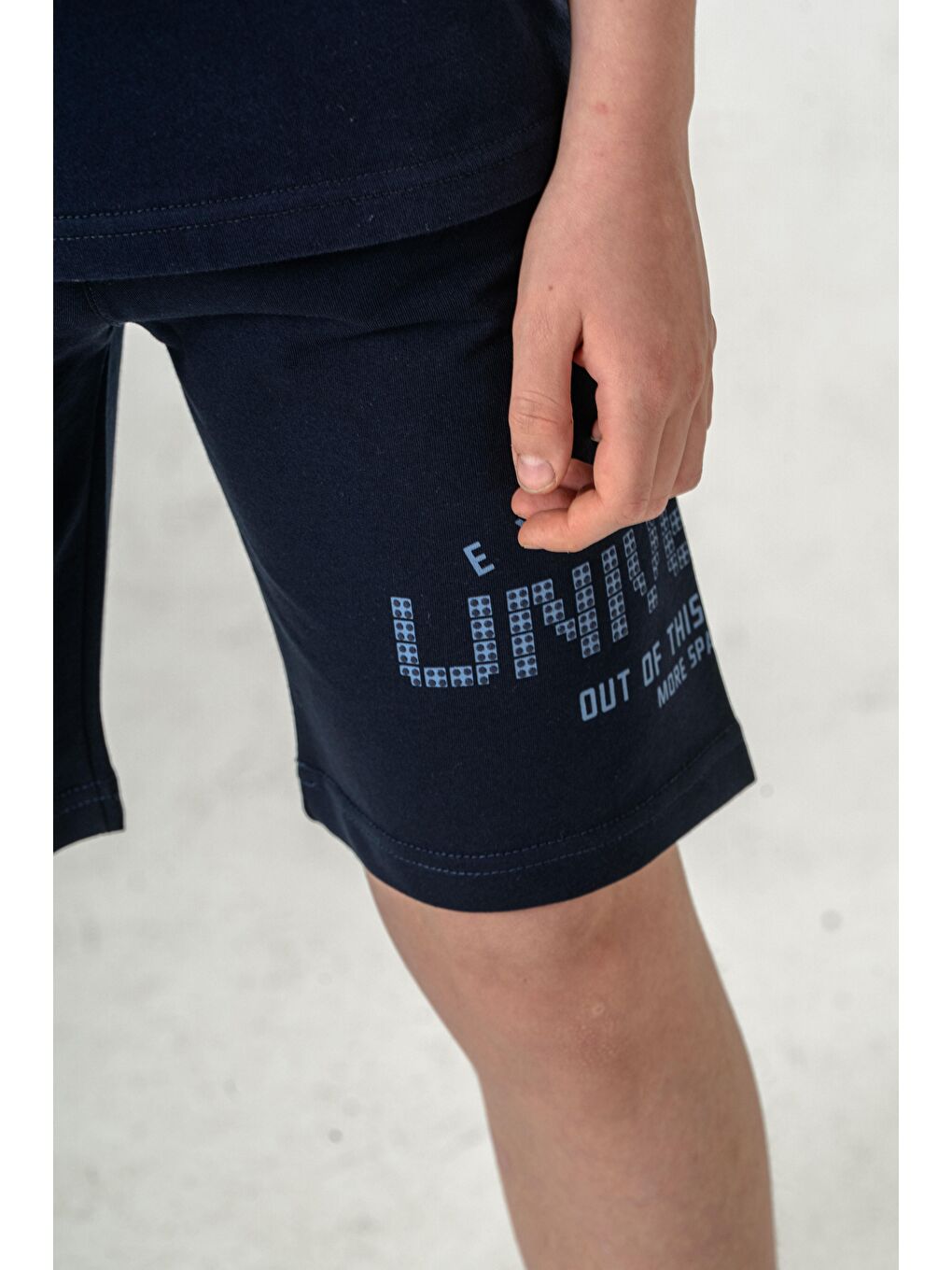 Lacivert Explore The Universe Out Of This World More Space Baskılı Erkek Çocuk Şort - Tişört Takımı-4