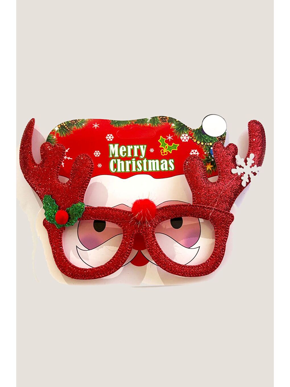 Kırmızı Yılbaşı Geyik Boynuzlu Eğlenceli Gözlük-1
