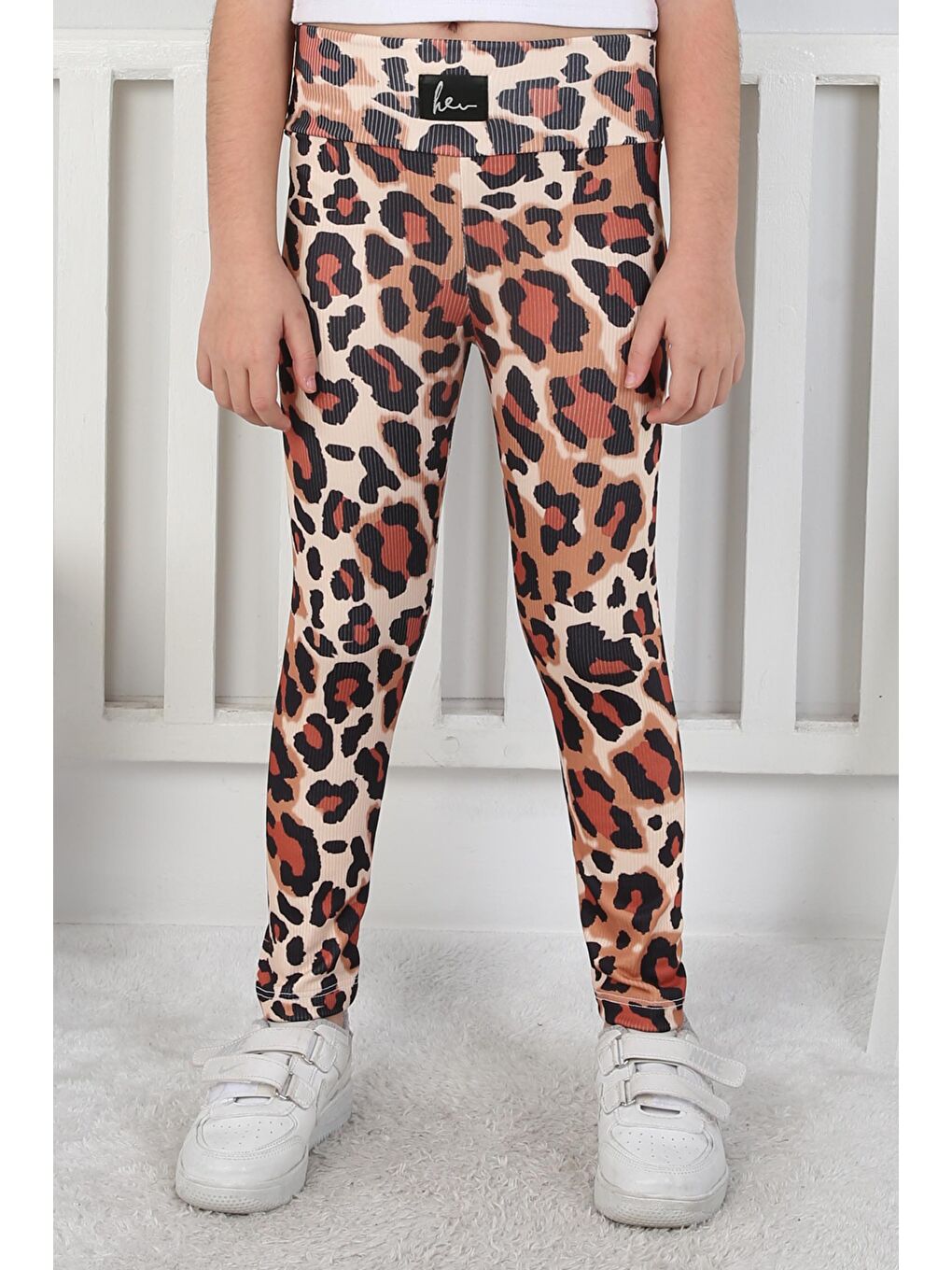 Kız Çocuk Bej Leopar Desenli Tayt - 26797
