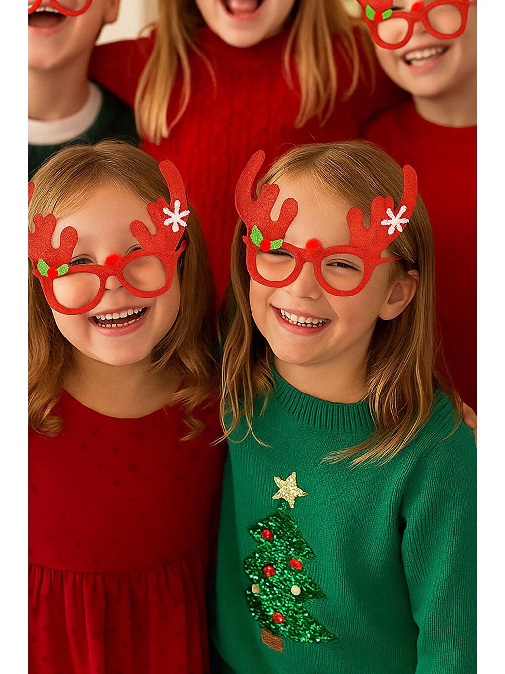 Kırmızı Yılbaşı Geyik Boynuzlu Eğlenceli Gözlük-2