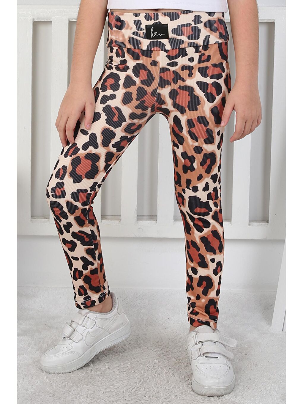Kız Çocuk Bej Leopar Desenli Tayt - 26797-1