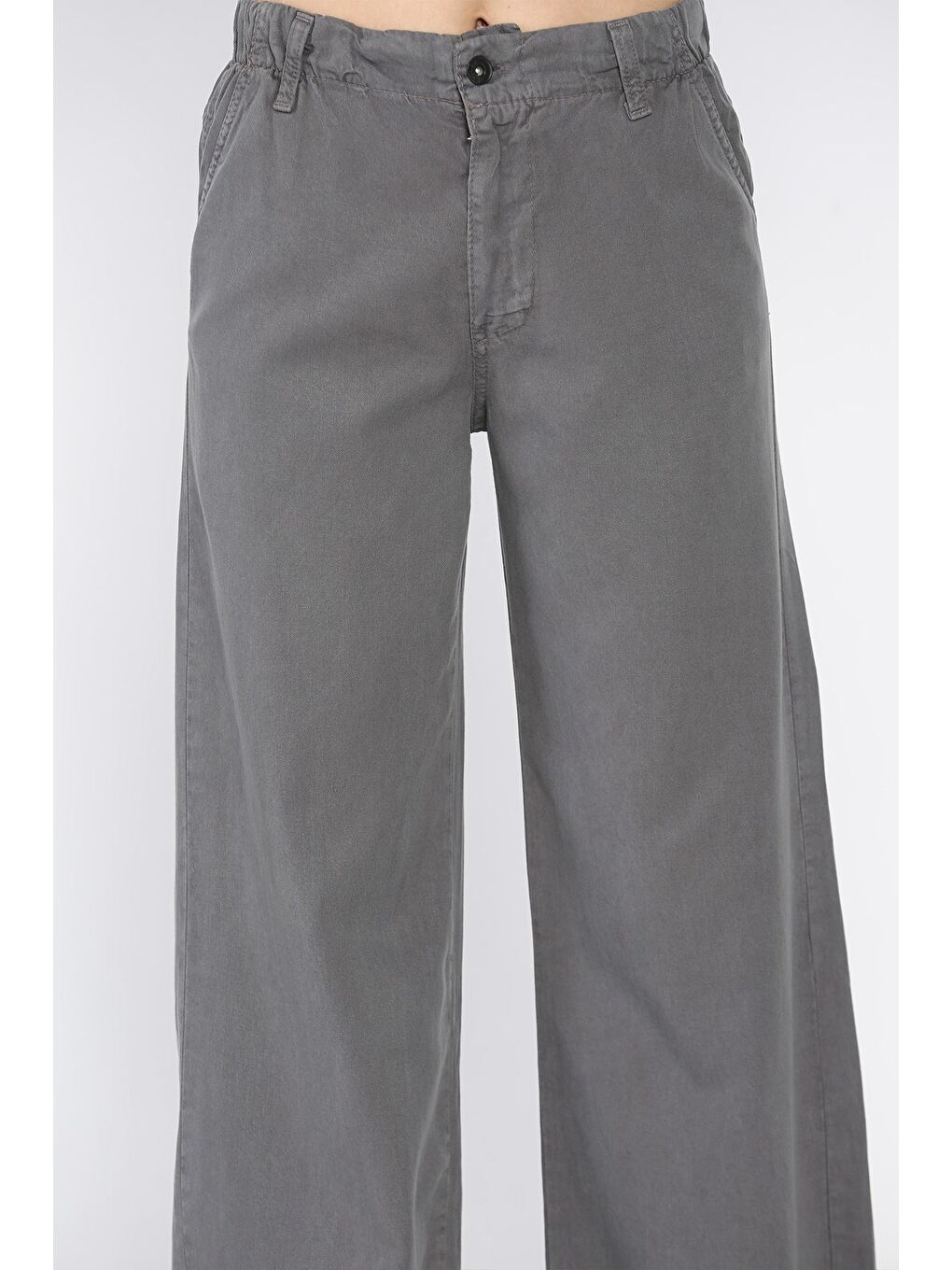 Gri Kadın Yüksek Bel Pantolon-3