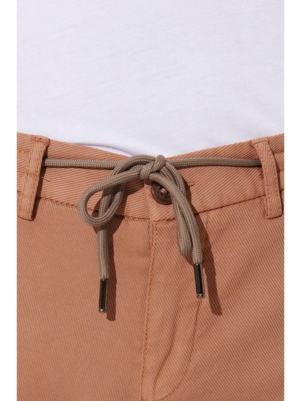 Bej Erkek Vizon Slim Fit Dar Kesim Diyagonal Desenli Esnek Pantolon-1