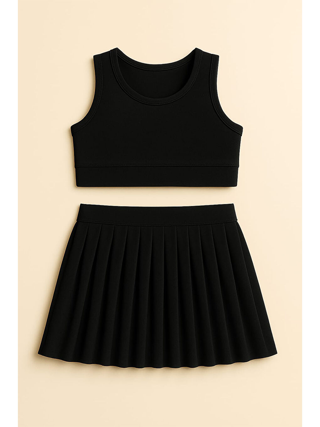 Siyah Kız Cocuk Sort Eteklı Mayo Takımı 4 -14 Yas 11901