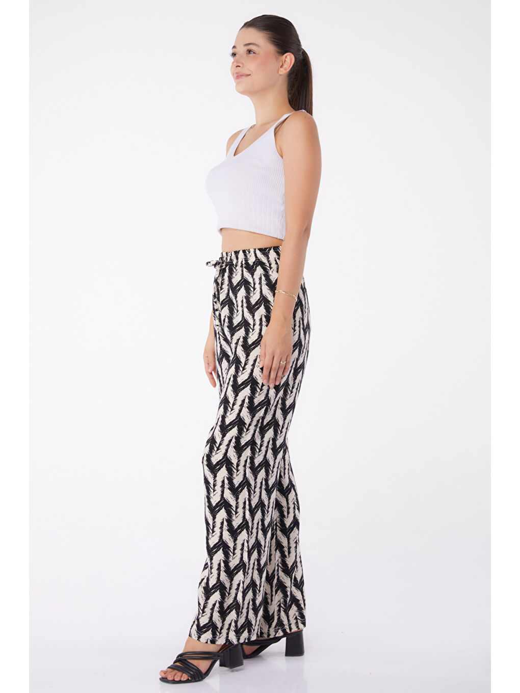 Desenli Pantolon Siyah - 13264-2