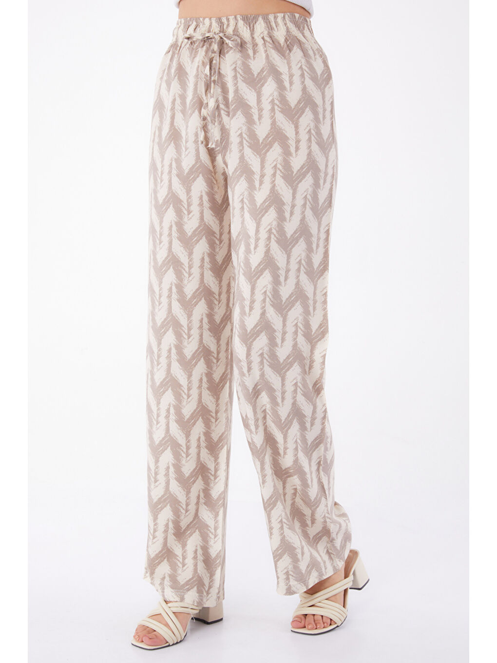 Bej Desenli Pantolon Vizon - 13264-1