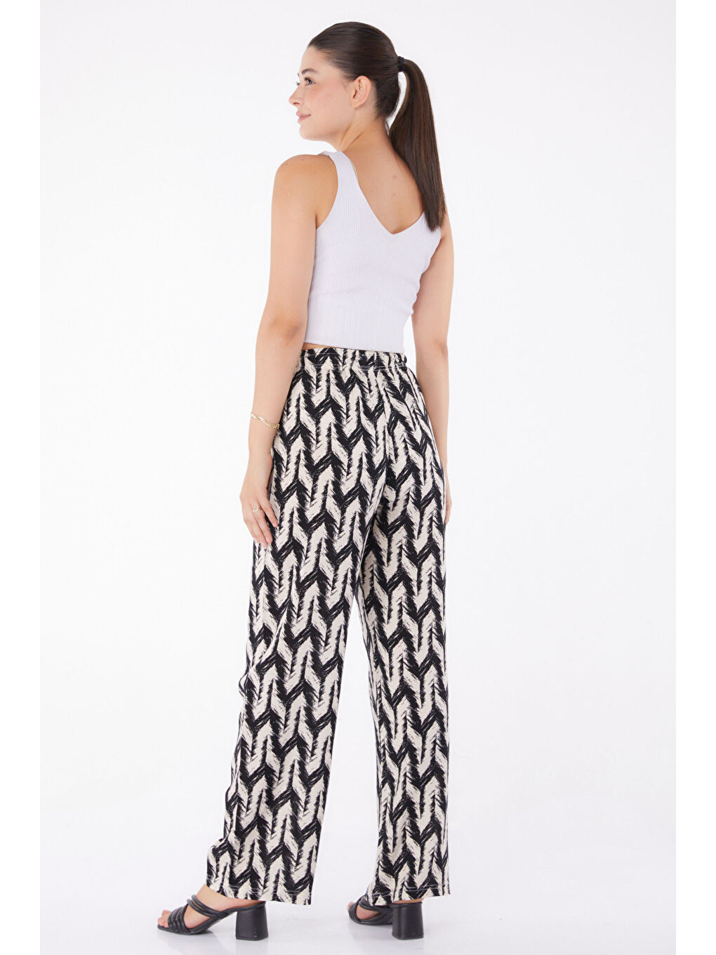 Desenli Pantolon Siyah - 13264-3