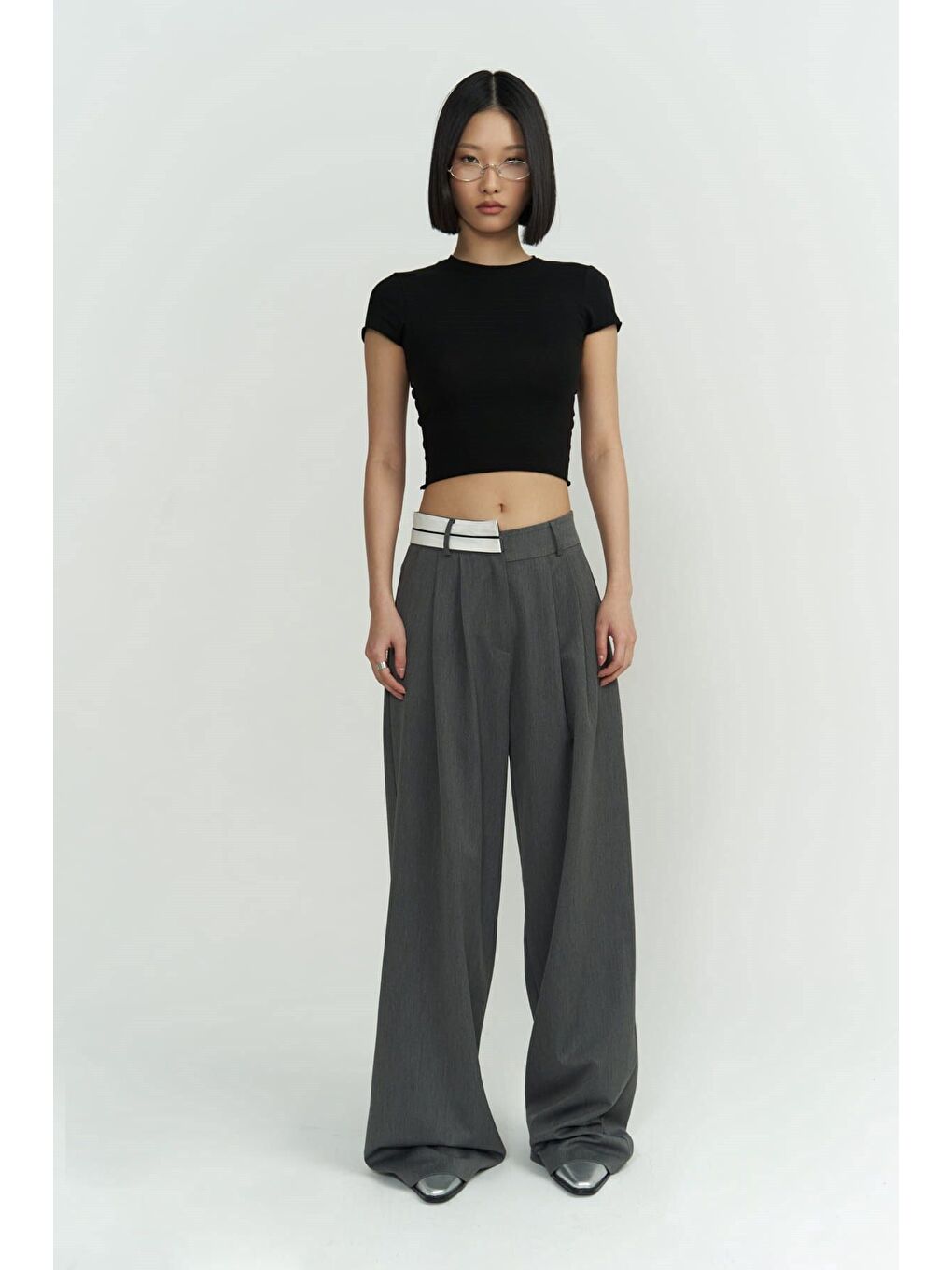 Gri Prato Füme Palazzo Pantolon-1