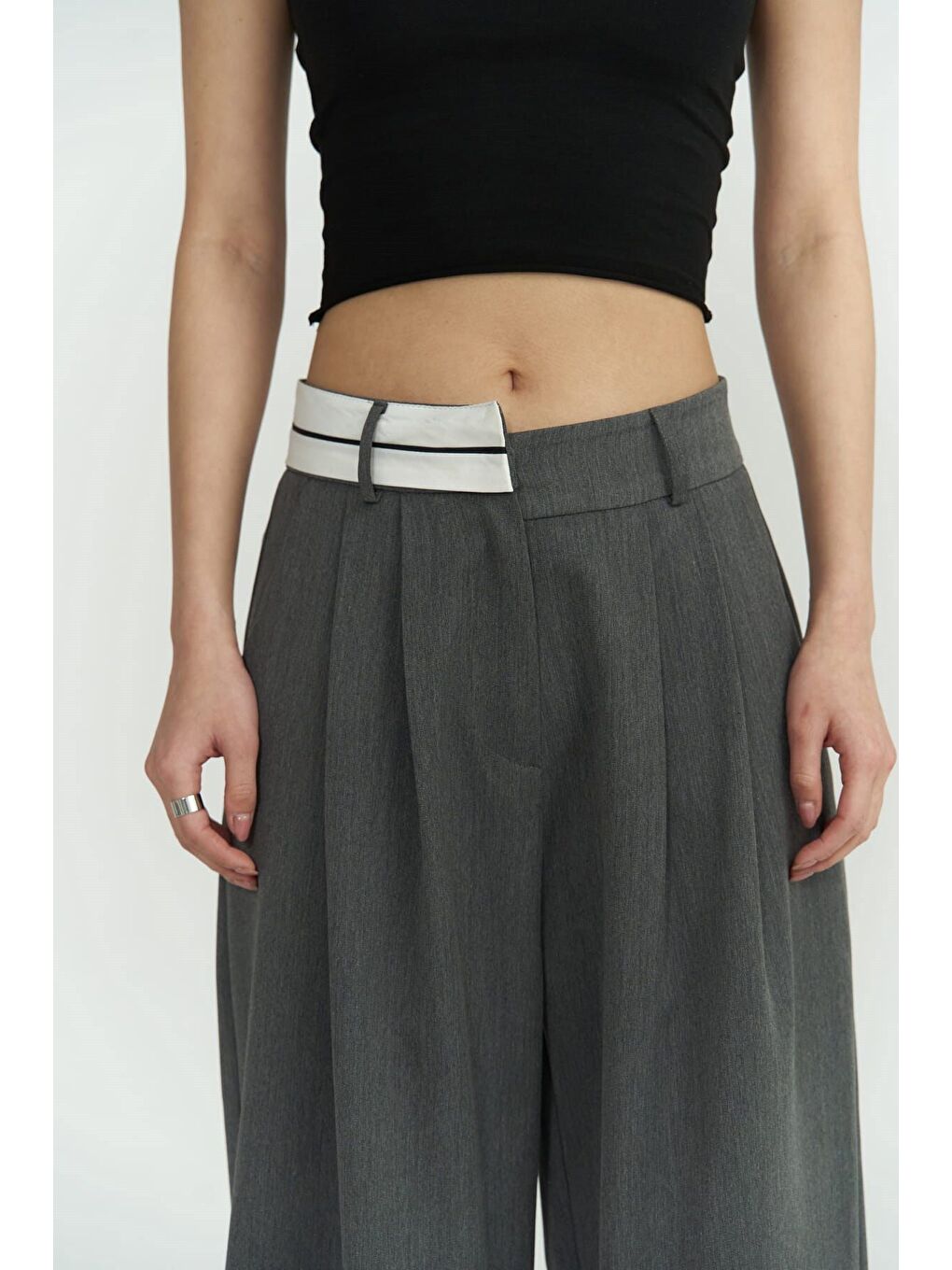 Gri Prato Füme Palazzo Pantolon-4