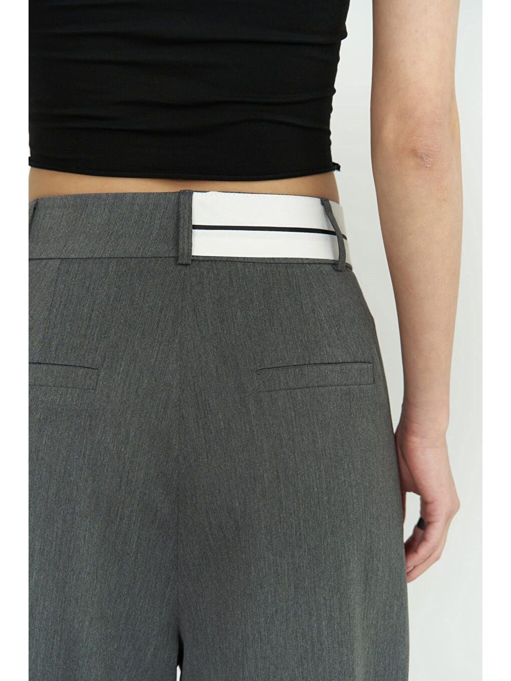 Gri Prato Füme Palazzo Pantolon-5