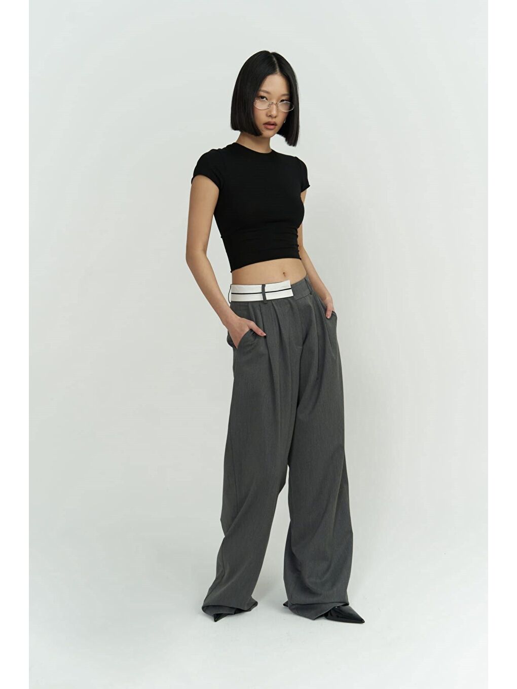 Gri Prato Füme Palazzo Pantolon-7