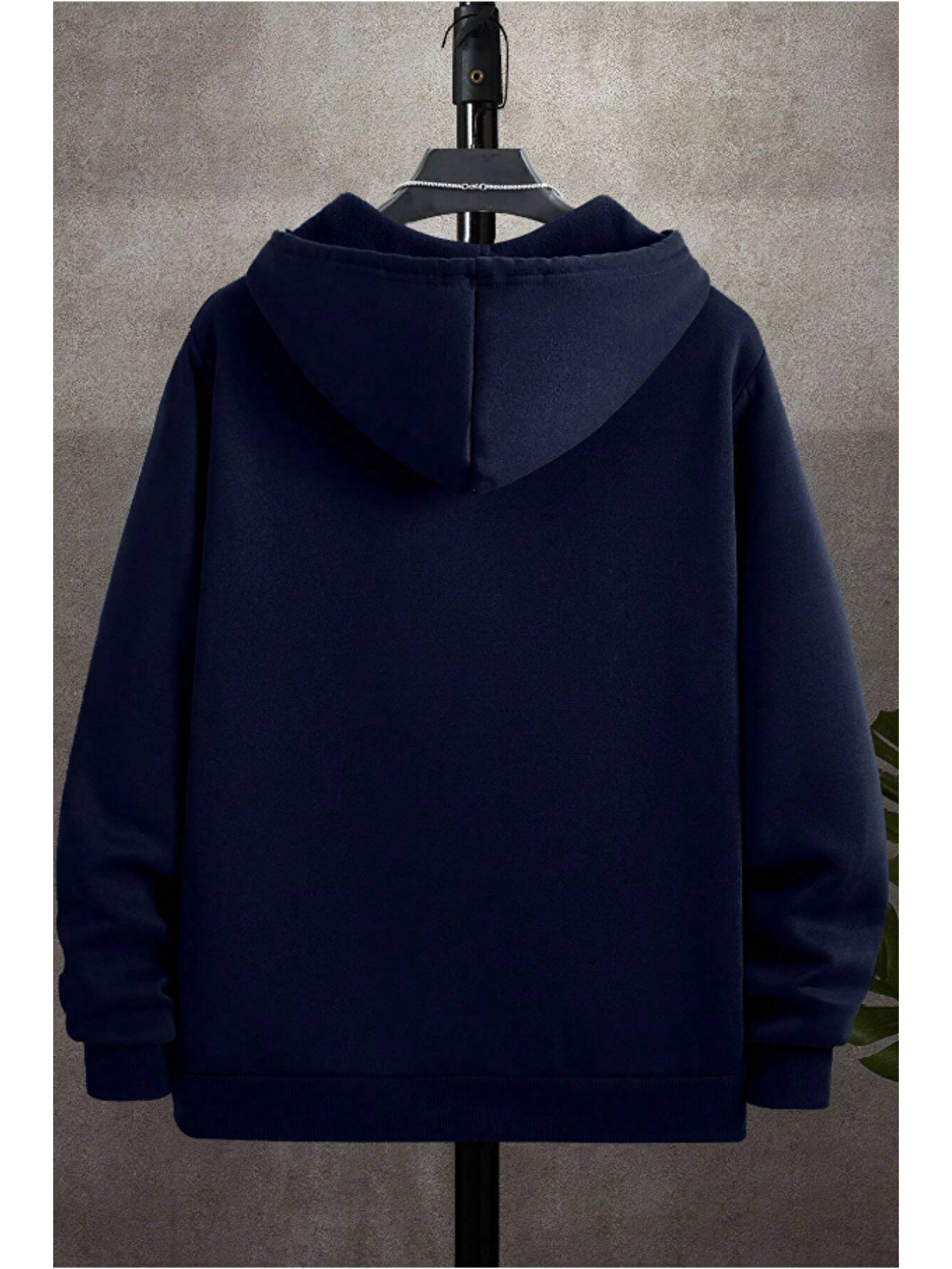 Unisex Relax Fit Rahat Kesim Pamuklu İçi Polarlı Çift Cepli Fermuarlı Lacivert Kapüşonlu Sweatshirt-2