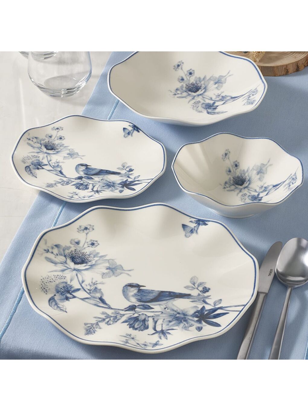 Ekru Nesrin 24 Parça 6 Kişilik Bone Yemek Takımı - 1891-1