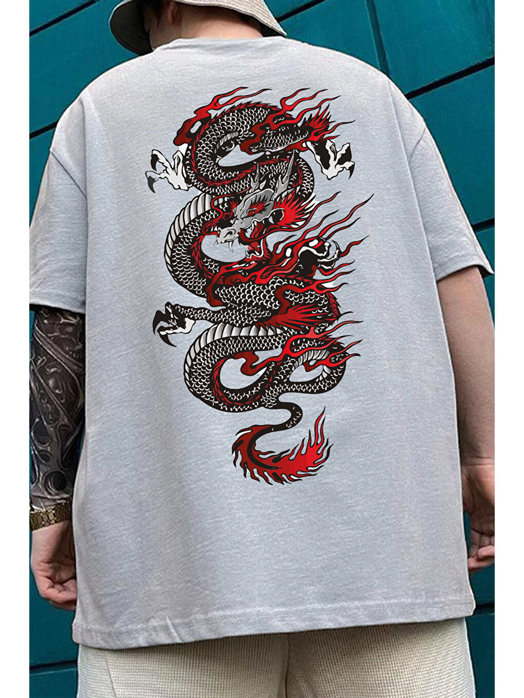 uyguntarz Gri Unisex Chinesebox Baskılı T-shirt