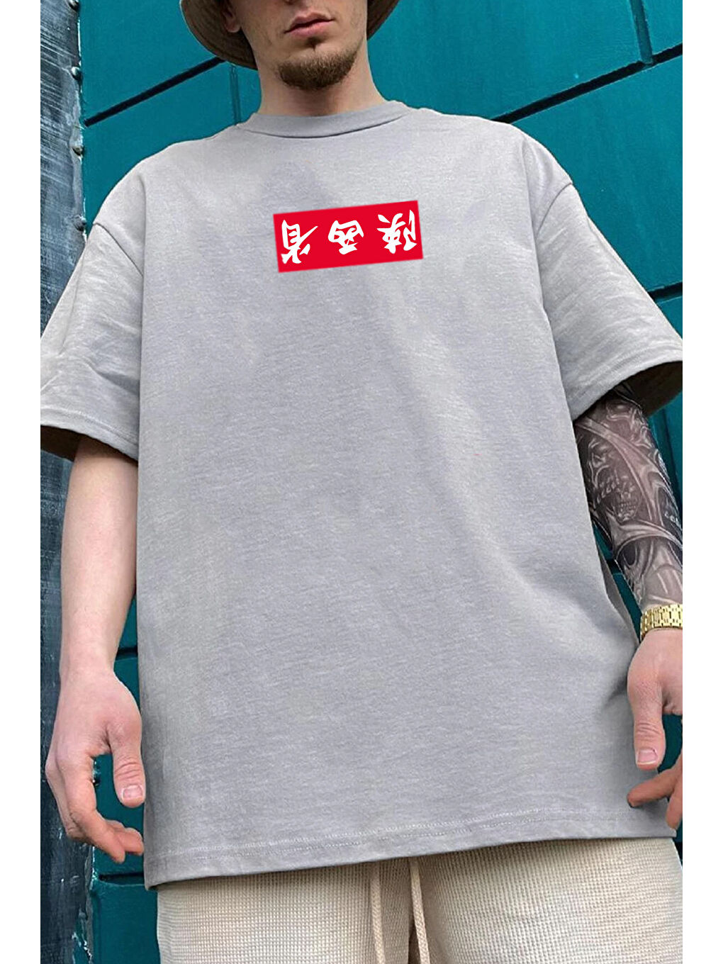 uyguntarz Gri Unisex Chinesebox Baskılı T-shirt - 1