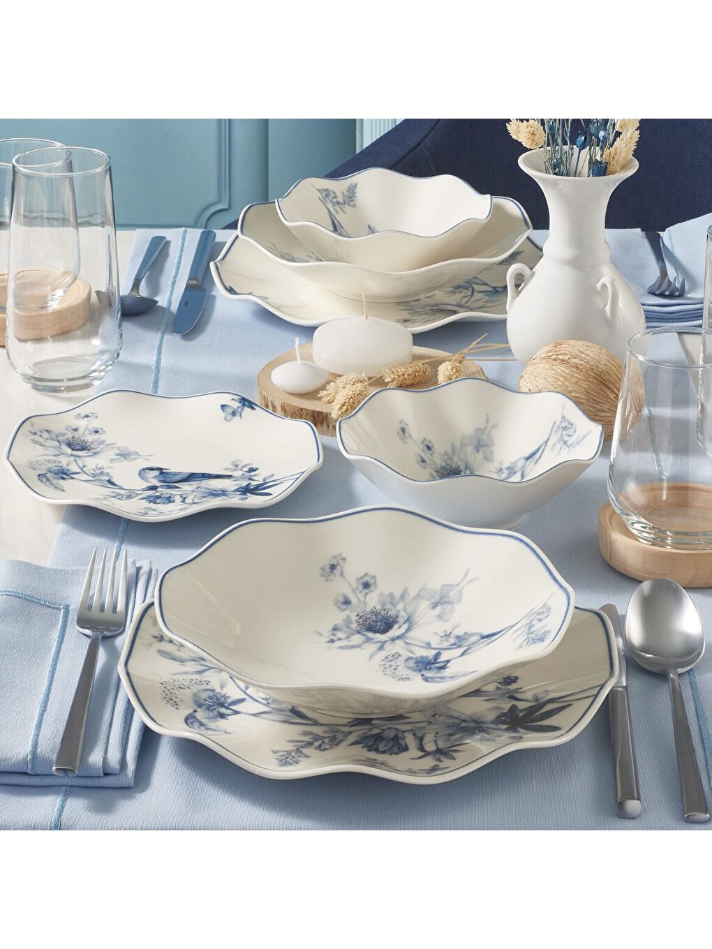 Ekru Nesrin 24 Parça 6 Kişilik Bone Yemek Takımı - 1891