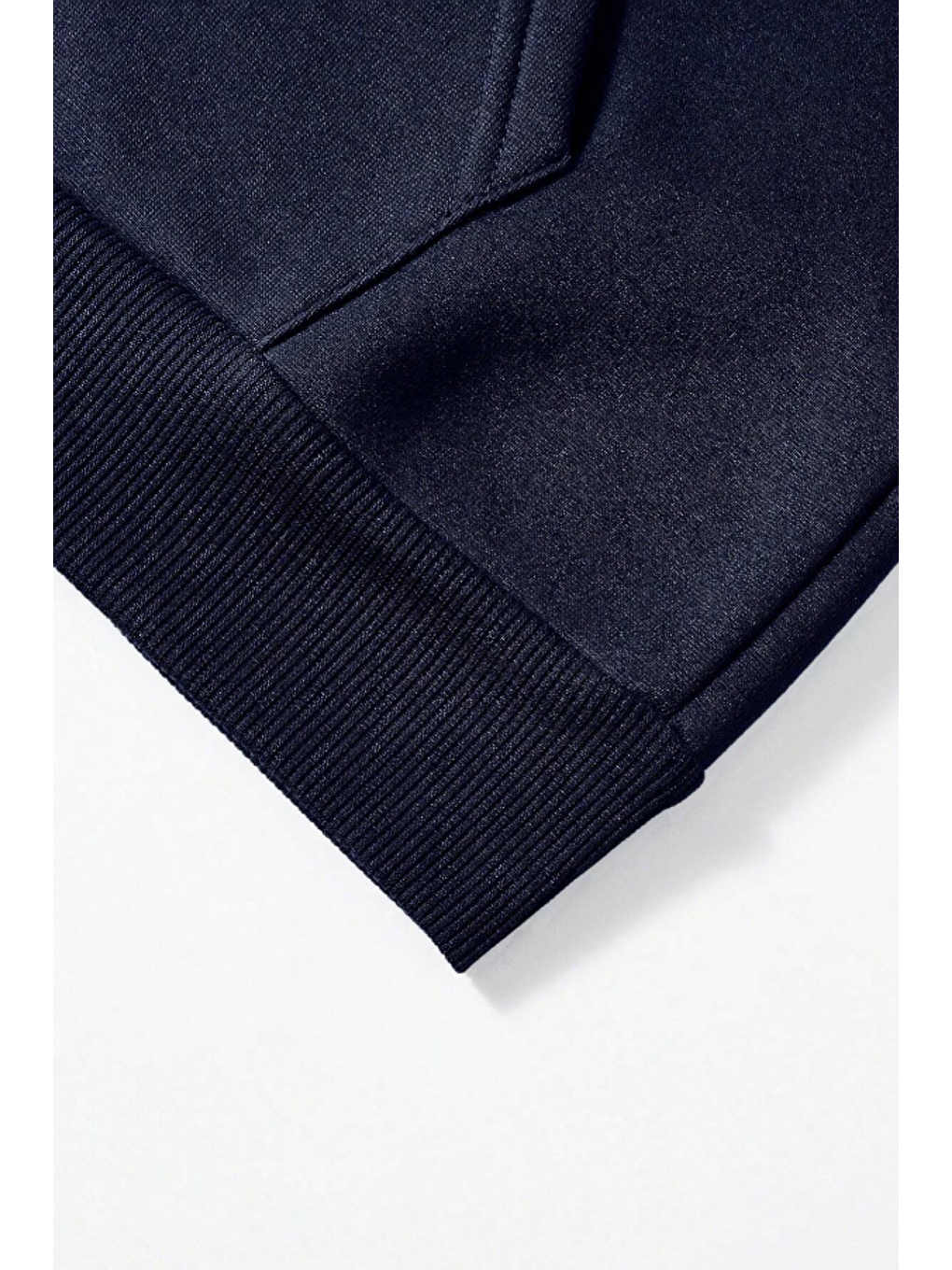 Unisex Relax Fit Rahat Kesim Pamuklu İçi Polarlı Çift Cepli Fermuarlı Lacivert Kapüşonlu Sweatshirt-3