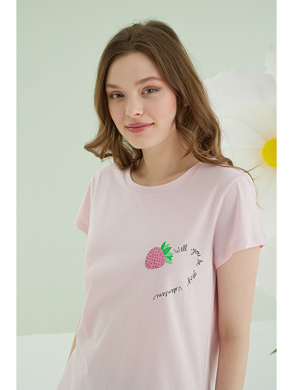 Pembe Strawberry Şortlu Pijama Takımı-2